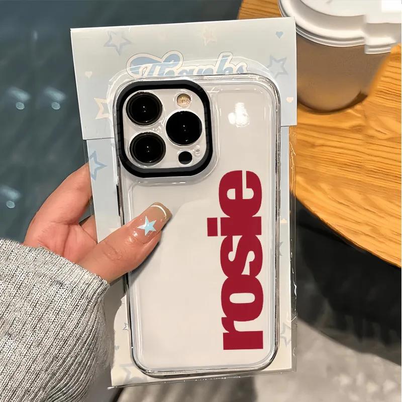 INS Корея Чехол для телефона ROSIE Для iPhone 17 16 15 14 13 12 11 Pro Max Mini SE 7 8 Plus 17E Air Ударопрочный Прозрачный Чехол Fundas
