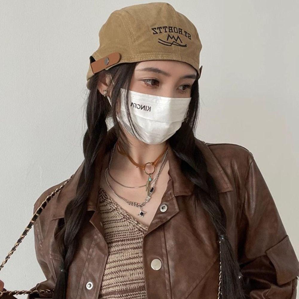 Sun Protection Retro Embroidery Hat Rough Edge Newsboy Cap Street Style   Travel
