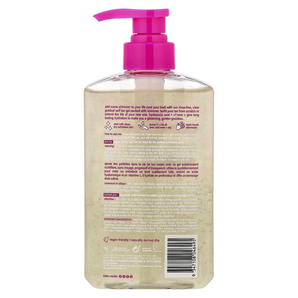 b.tan Glow Your Own Way + Shimmer, Clear Gradual Tan Gel, Golden Glow, 473ml (16 Fl Oz)