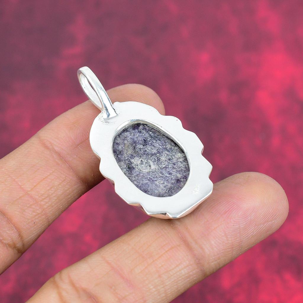 Подвеска из драгоценного камня лепидолит, 925 пробы, серебряная подвеска, антикварная бижутерия ручной работы, подарок для матери