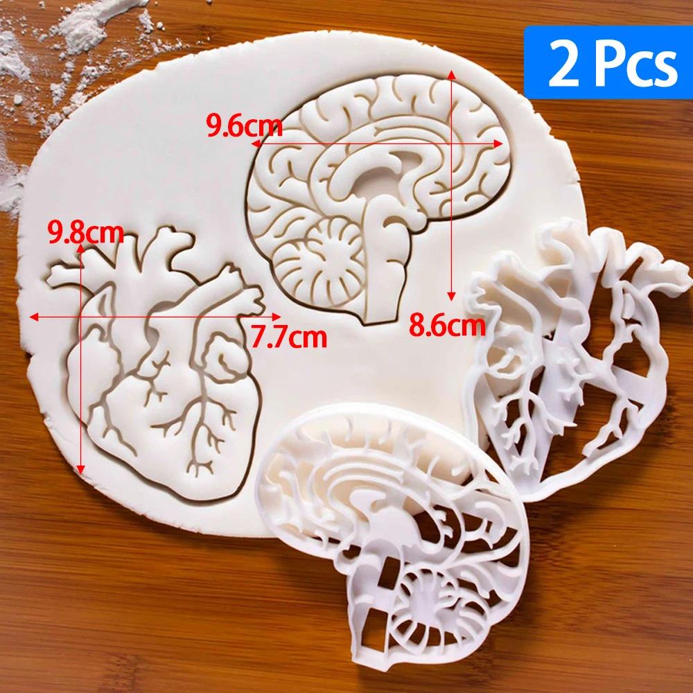 Human Organs Cookie Cutter Heart Brain Shape Fondant Icing Biscuit Mold Party Cake Decoating Baking Tools Kitchen Accessories