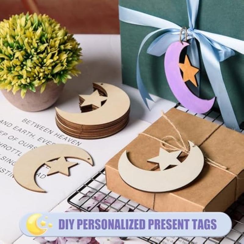 10 шт. Неокрашенные Деревянные Формы Луна Звезда для DIY Поделок Вырезки Пустые Деревянные Формы Луна Звезда для Превращения в Подарки на Детский Праздник