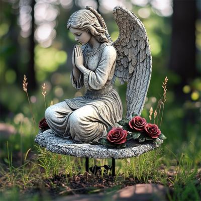 2D плоский мемориальный ангел с крыльями табличка столб 20x30 см многоцелевой скорбь поддержка подарок могила