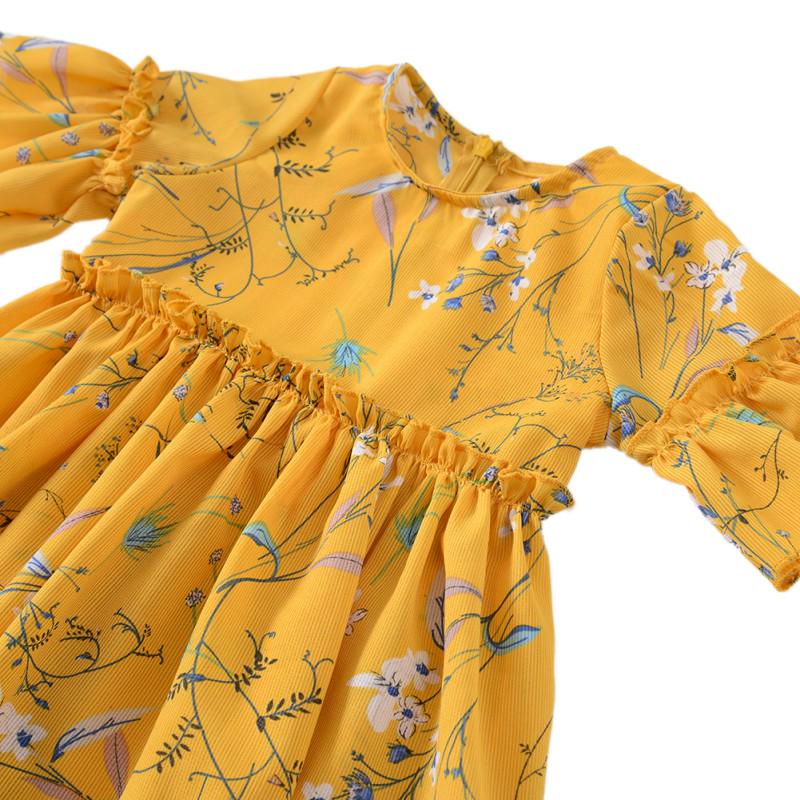 Летнее платье для маленьких девочек, повседневное платье с цветочным принтом для младенцев, милые платья с короткими рукавами и цветочным принтом, пышный сарафан.