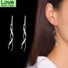 Vnox Trendy Long Twisted Line Earrings For Women Party Jewelry Gold And Color Stainless Steel Dangle Earring Gifts