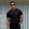 Muscleguys Мужская универсальная дышащая футболка с V-образным вырезом, коротким рукавом, спортивная, повседневная, крутая, одежда для фитнеса