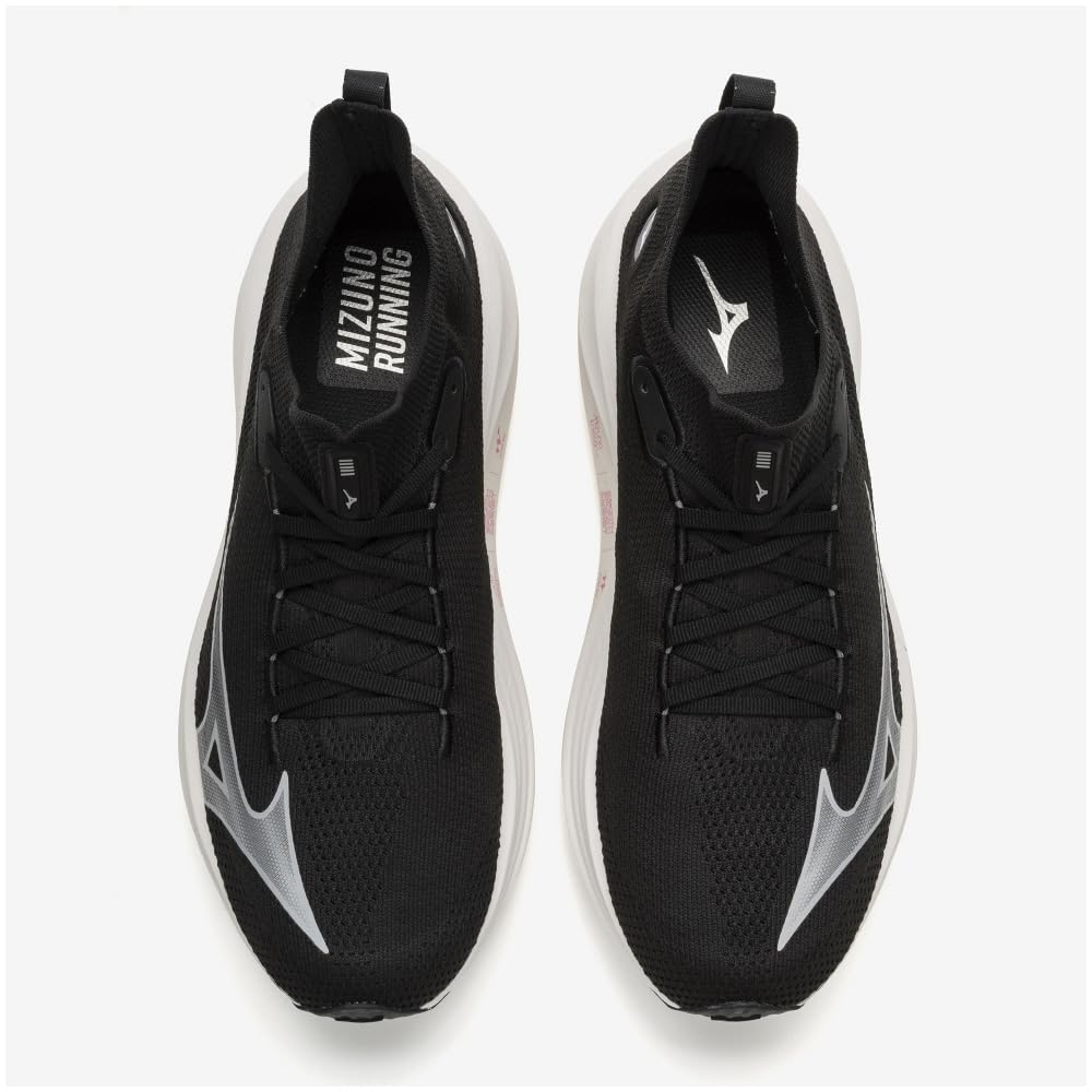 Mizuno Кроссовки NEO VISTA для бега, толстые, черные x темно-серые x светлые, 2E, для джоггинга, марафона, тренировок, спорта, легкие, упругие, подошва, серые, 24,5 см,