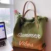 Large Capacity Handbag Woman Bag Design Simple Travel Beach Tote Bag Tassel Letter Embroidery Fashion Shoulder Bags 2025