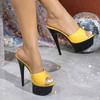 15CM Ultra Thin Heel Sandals for Women Crystal Platform Wedding Shoes Summer Sexy Party Clubwear Slippers