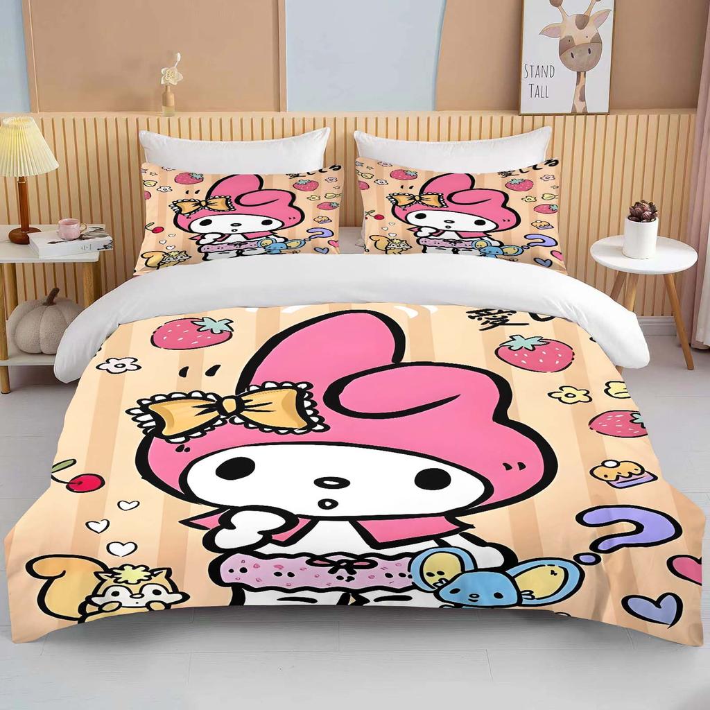 Sanrio Hello Kitty Melody Bedding Sets Comforter Cover Bed Cover Duvet Cover Pillow Case 2-3 Pieces Sets Bedroom Decor