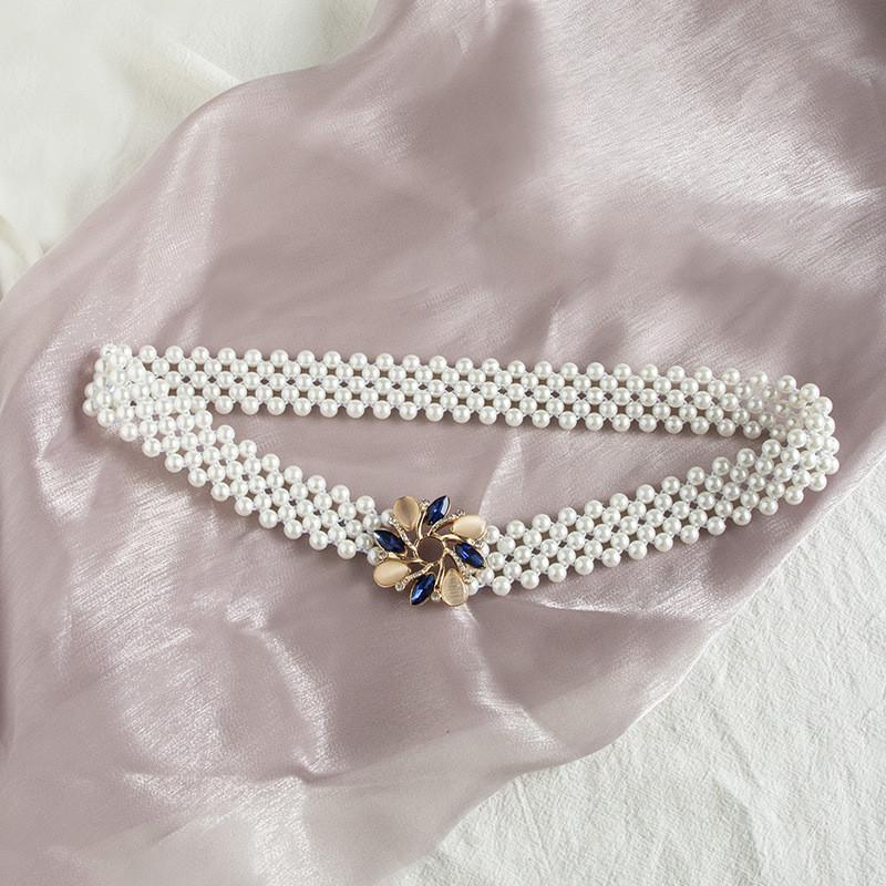 Korean Style Pearl Belt For Females With Stretchable Design For Dress Night Out