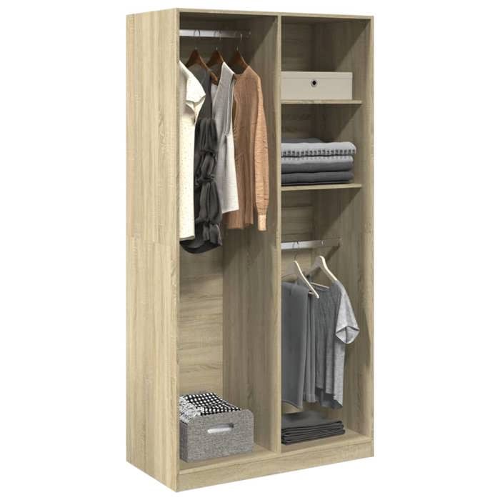 VidaXL Wardrobe Sonoma Oak 100x50x200 Cm Particleboard, Storage Cabinet, Wardrobe Organizer, Cabinet, Closet, 3307767
