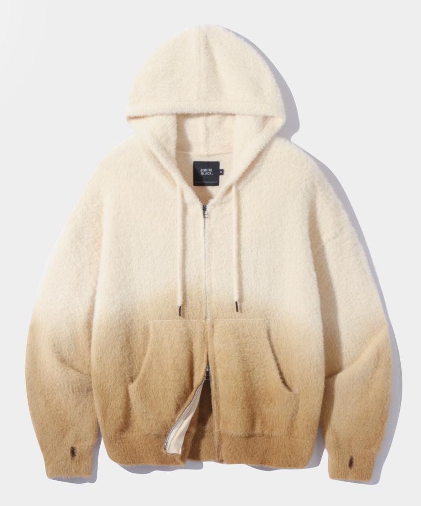 Худи на молнии с градиентом и ворсом 2-Way Essential Gradient Hairy Zip-Up Hoodie_Овсяный