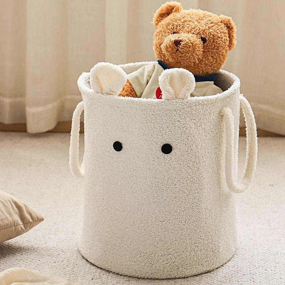 Cute Cartoon Folding Basket Large Capacity Plush Storage Basket Dirty Clothes Basket  Living Room