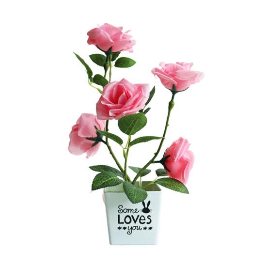 DYS Домашний Декор Искусственный Растительный Горшок Роза Настольный Декор Искусственный Шелковый Цветок Крытый Открытый Имитационный Цветочный Горшок