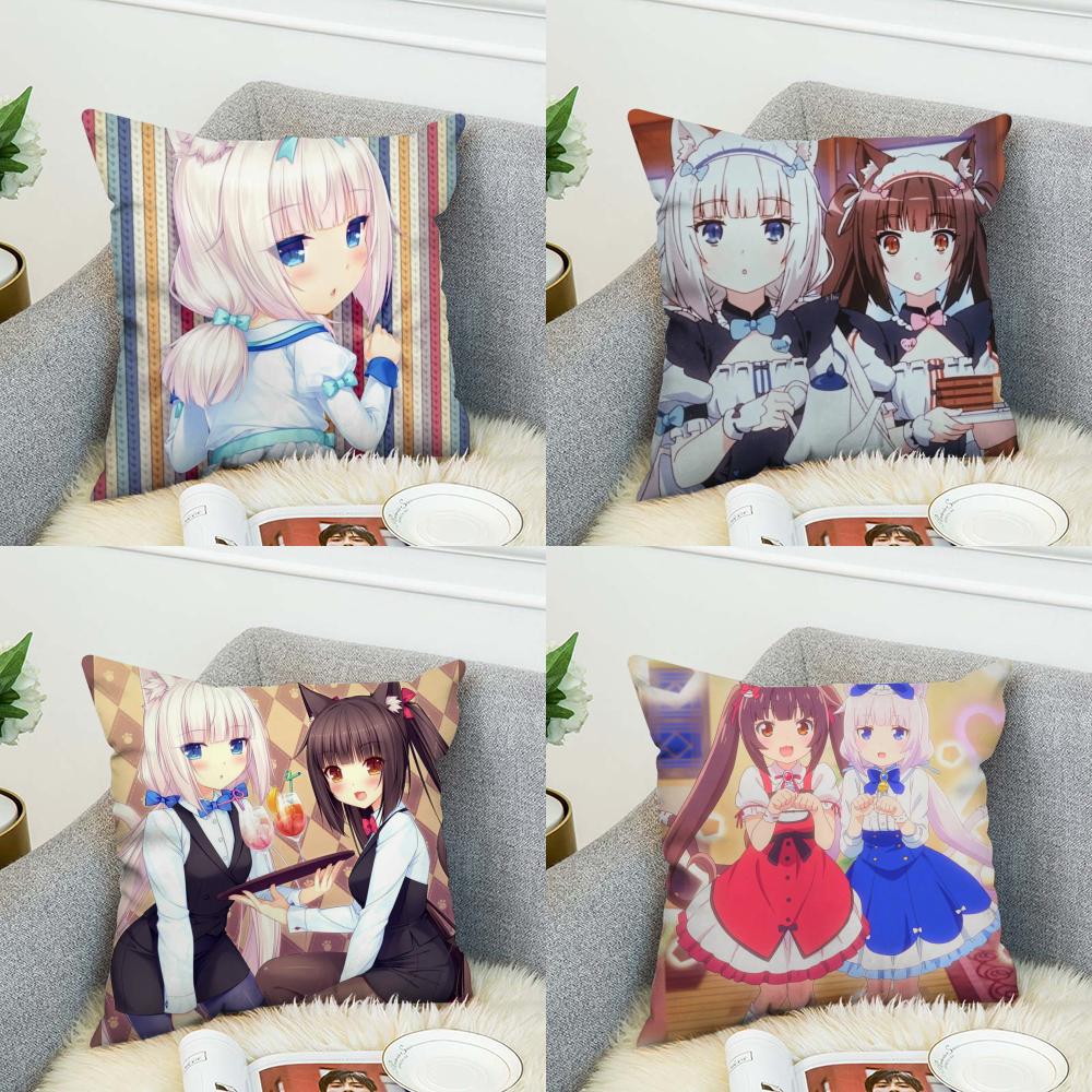 Наволочка NekoPara для Автомобиля Дивана Декоративная Домашняя Двусторонняя Печать Плюшевая Квадратная Подушка-Бросок Чехол