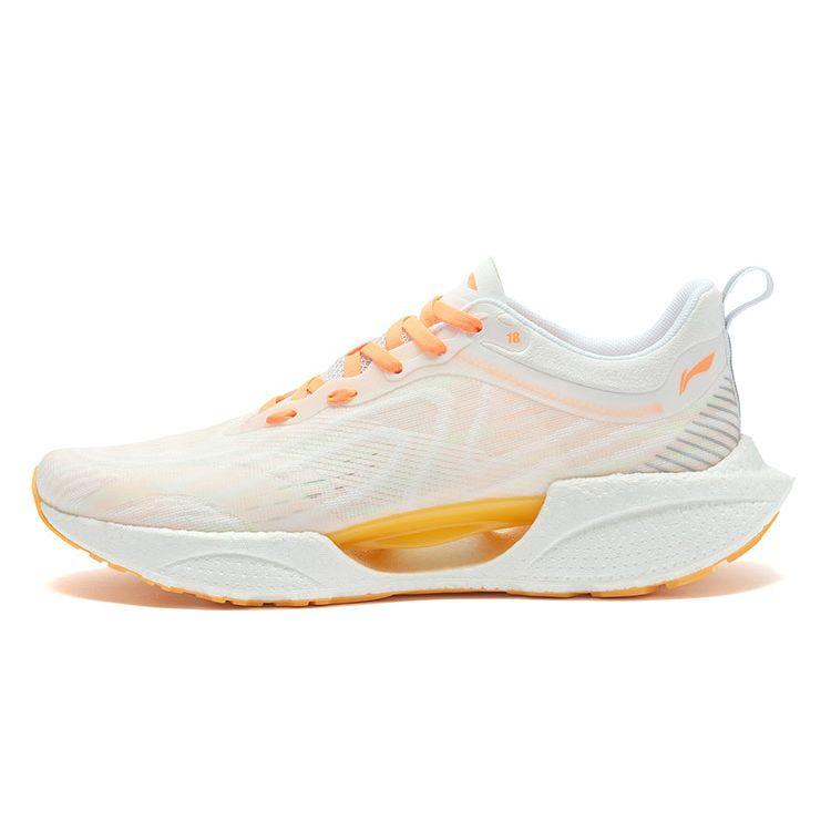 Кроссовки Li Ning Super Lightweight 18 Fabric Non Slip Breathable Low-Top для бега, женские, белые, абрикосовые, оранжевые, ARMR008-1