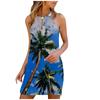 Women Summer Fashion Casual Sexy Printing Sleeveless Loose  Dress