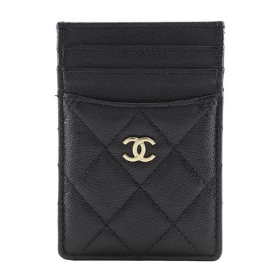 Кошелек для карт Мателассе AP3595 Золотая фурнитура Знак COCO черный/Кожа цвета Cabin Женский Б/у