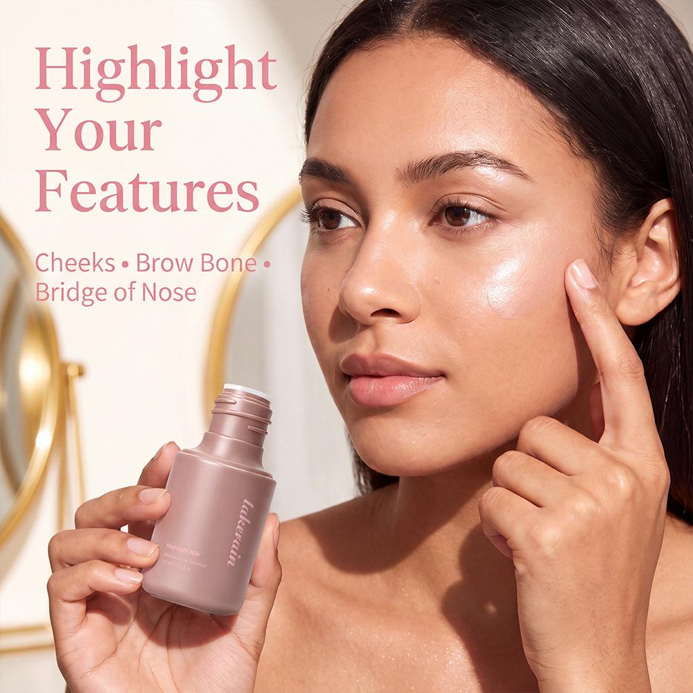4pcs Highlight Milk Multipurpose Luminizer Liquid Highlighter, Pearly Glow Illuminator for Face & Body, Hydrating Shimmer Makeup for All Skin Tone