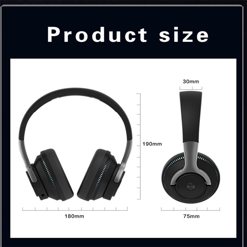 Беспроводные наушники H2 с цветной светодиодной подсветкой, Bluetooth 5.1, головные игровые наушники, 650 мАч