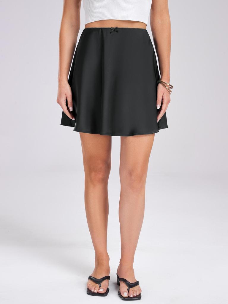 Атласная юбка миди: Юбка женская с высокой талией, эластичная, однотонная, в наличии