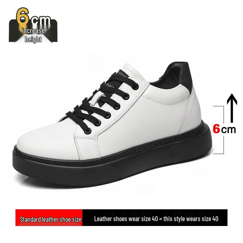 Men's 8cm Height-Boosting Casual White Sneakers