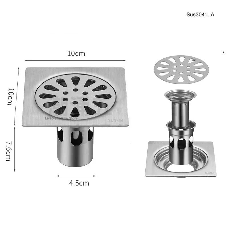 Euro Square Floor Drains Antique Brass Shower Hardware Bathroom Accessories Floor Drain Deodorant Floor Drain Strainer Cover