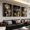 Abstract Black Golden Flower Luxury Poster Nordic Art Plant Leaf Canvas Painting Modern Wall Picture for Living Room Decor