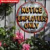 2D Flat 20*20cm1pc Notice Employees Only Warning Round Company Sign, Orange&gray Vintage Wall Art Pendant, Weathered Surface Design Warning Plate