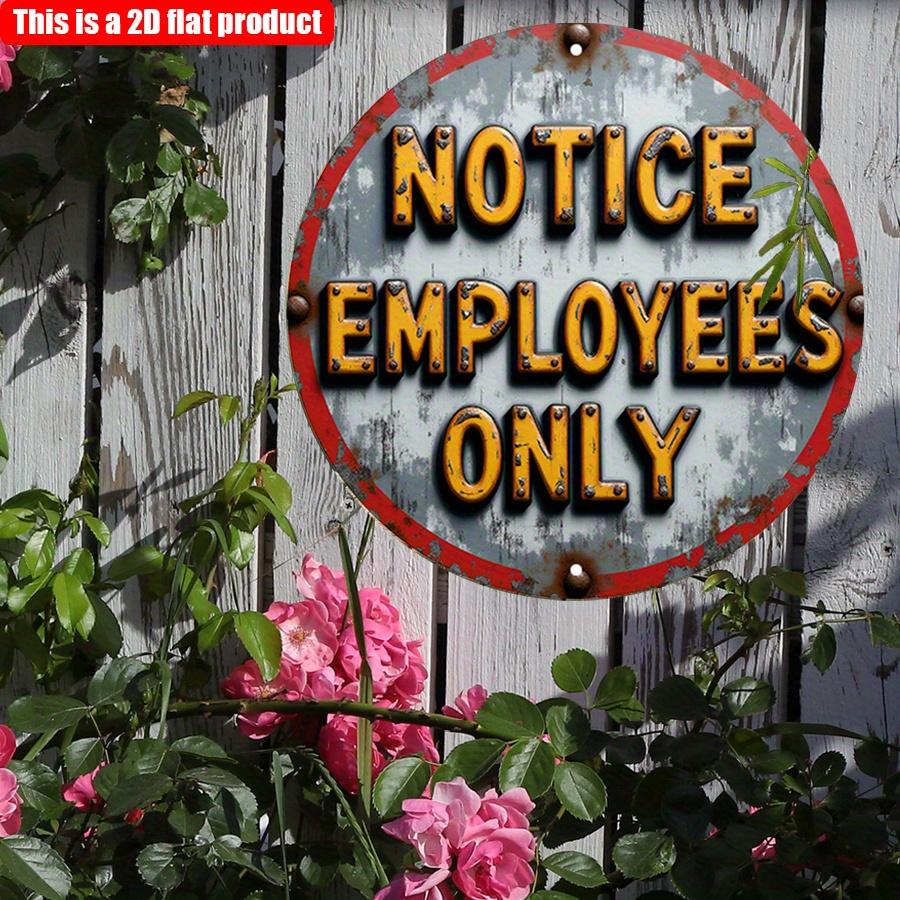2D Flat 20*20cm1pc Notice Employees Only Warning Round Company Sign, Orange&gray Vintage Wall Art Pendant, Weathered Surface Design Warning Plate