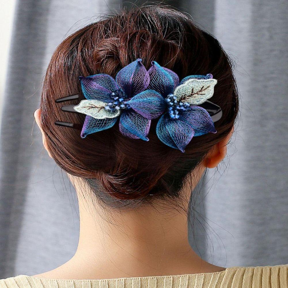 Korean Style Women Hairpin Large Crystal Headdress Jewelry Flower Hairclip  Gift