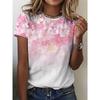 Women's 3D Summer Personalized Fresh Flower Printed Round Neck Flower Painting Short Sleeve T-shirt