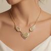 Набор: Подвеска в виде сердца с крыльями и цирконием 18K Gold-Plated с кольцом в виде пера - Нержавеющая сталь, Не тускнеет