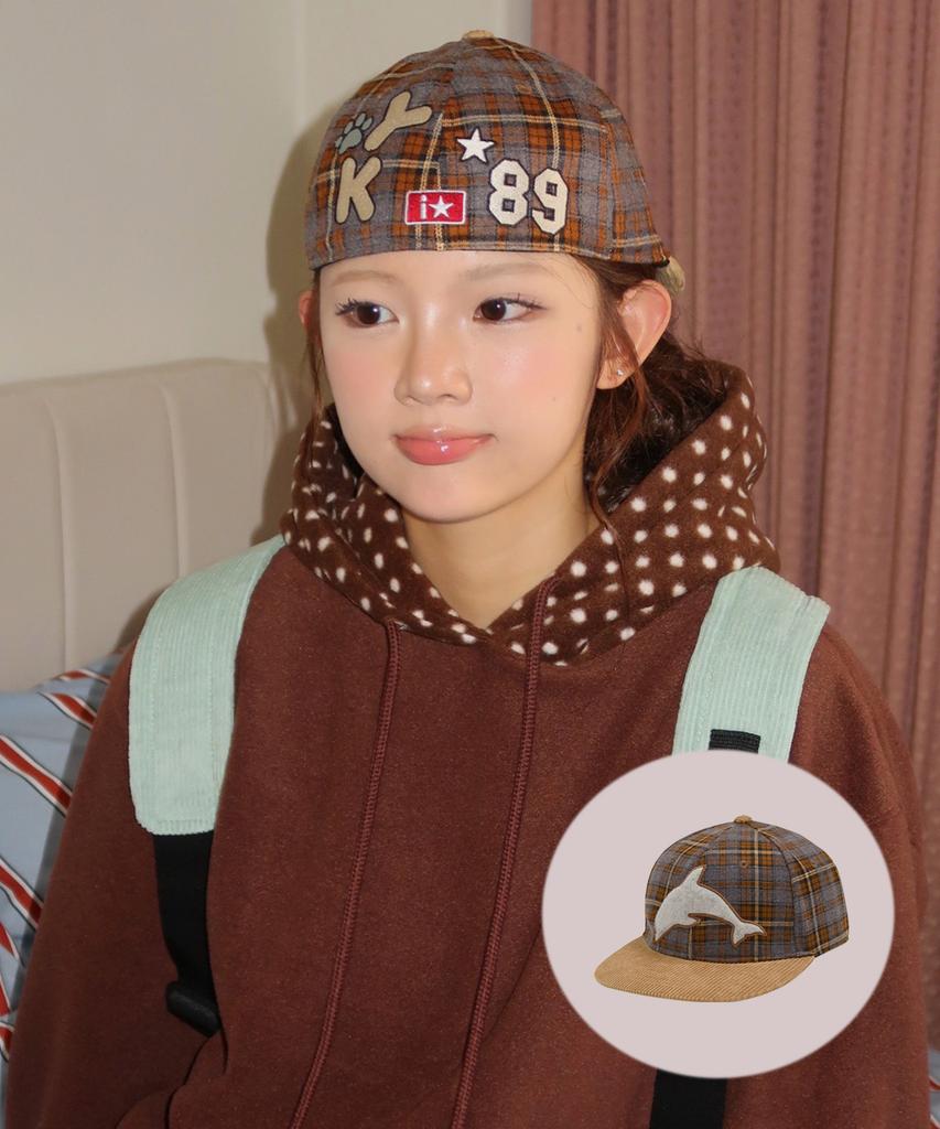 WAIKEI Flannel Check Dolphin Cap Brown