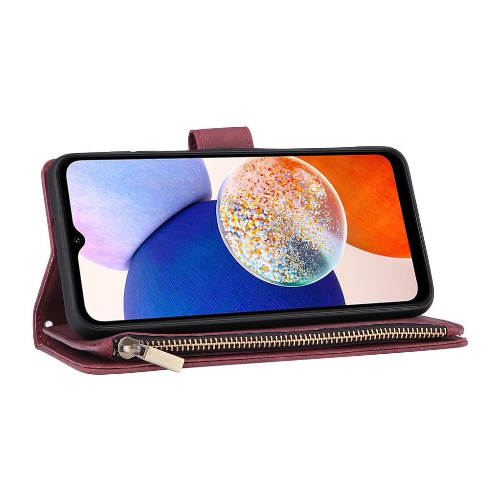 Чехол-кошелек из кожи на молнии для Samsung Galaxy A35 5G с несколькими отделениями для карт
