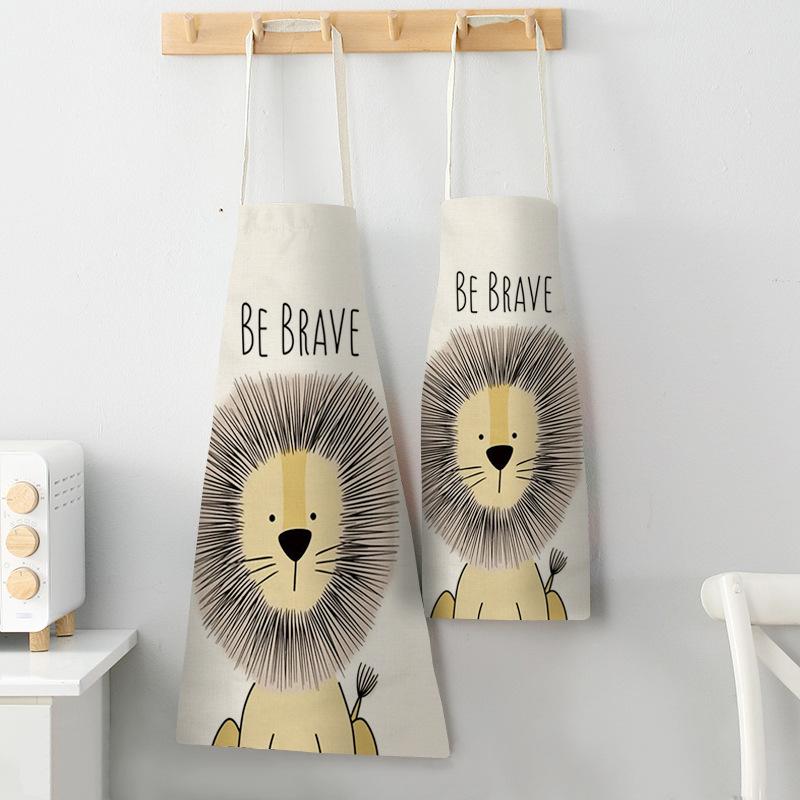 Кухонный фартук с животным принтом, фартук с изображением льва, лося, медведя, лисы, женские велосипедные нагрудники без рукавов, детский фартук, домашние нагрудники