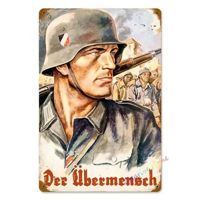 BarCafeVintageArt Не шуметь Металлическая табличка - Винтажный немецкий плакат, Табличка для пещеры|Отлично подходит для украшения домашнего бара, гаража, кафе и гостиной