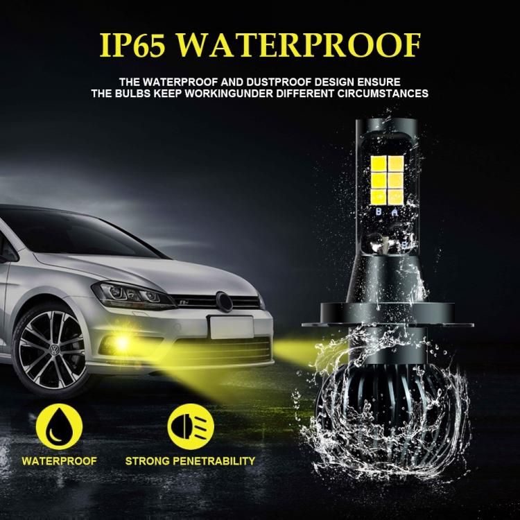 2 шт. EV15 H7 DC9-32V / 3000Лм / 30Вт / 6000K+3000K IP65 Автомобильный светодиодный двухцветный противотуманный фонарь с 12 светодиодами CSP