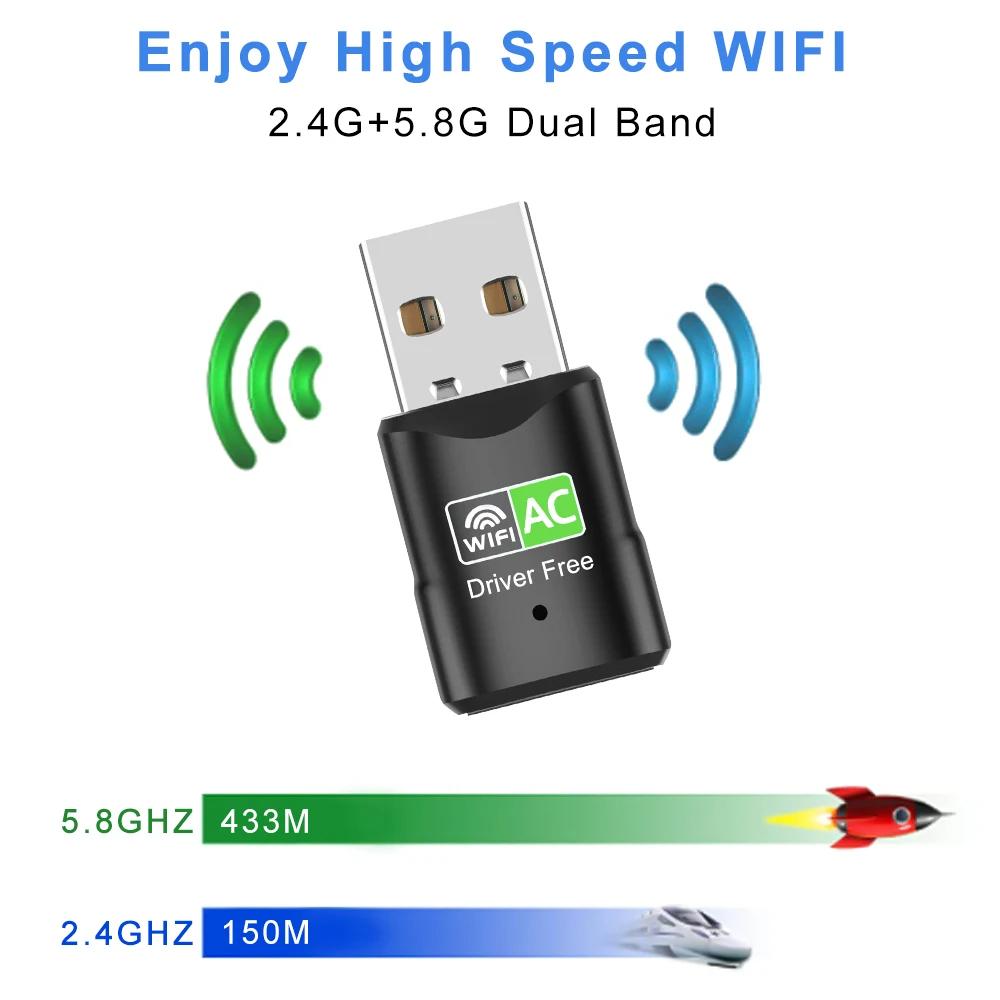 600Mbps USB WiFi Adapter Dual Band 2.4G 5Ghz 802.11AC Wireless Network Card Free Driver USB WI FI Dongle Antenna Wifi Receiver For PC Computer Laptop