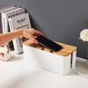 1pc Power Strip Storage Box Desktop Charger Cable Dispenser Case With Holes Wire Management Safe Dust Socket Cable Storage Box
