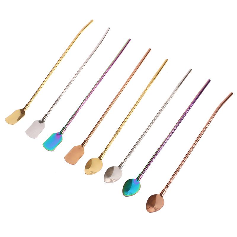 Ложка для перемешивания из нержавеющей стали, коктейльная ложка со спиральным узором, барменские инструменты, ложка-капля, барный инструмент