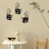 3pcs/set Metal Coffee Cup Wall Decor - Black Silhouette, Cafe Themed Metal Wall Art and Decorative Wall Sticker