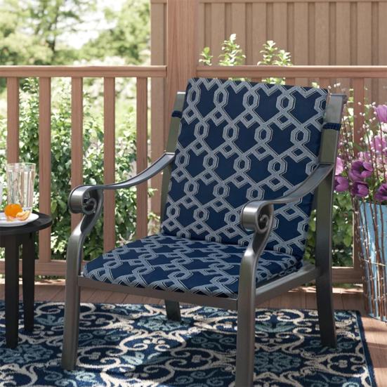 Подушка для кресла-качалки 18 дюймов x 19 дюймов Цветочная подушка на сиденье с ремнями Водонепроницаемая Устойчивая к выцветанию Подушка для спинки для обеденного стула, кресла-качалки для веранды