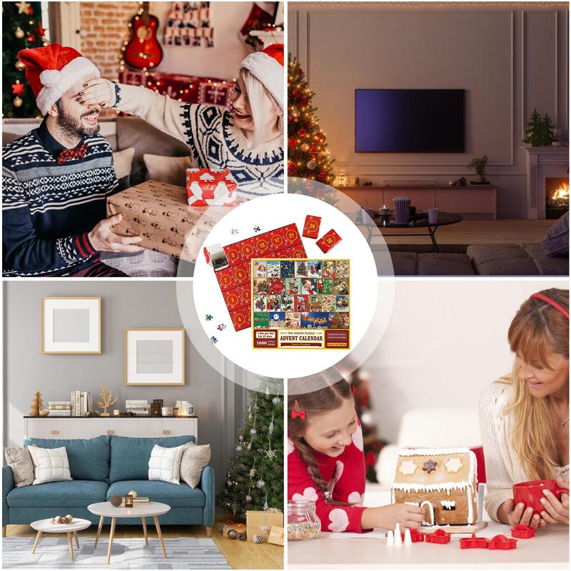 Рождественский пазл-календарь на 2023 год - Санта-Клаус готовит подарки, 24 коробки-пазла для взрослых и детей. Обратный отсчет до рождественского украшения дома.