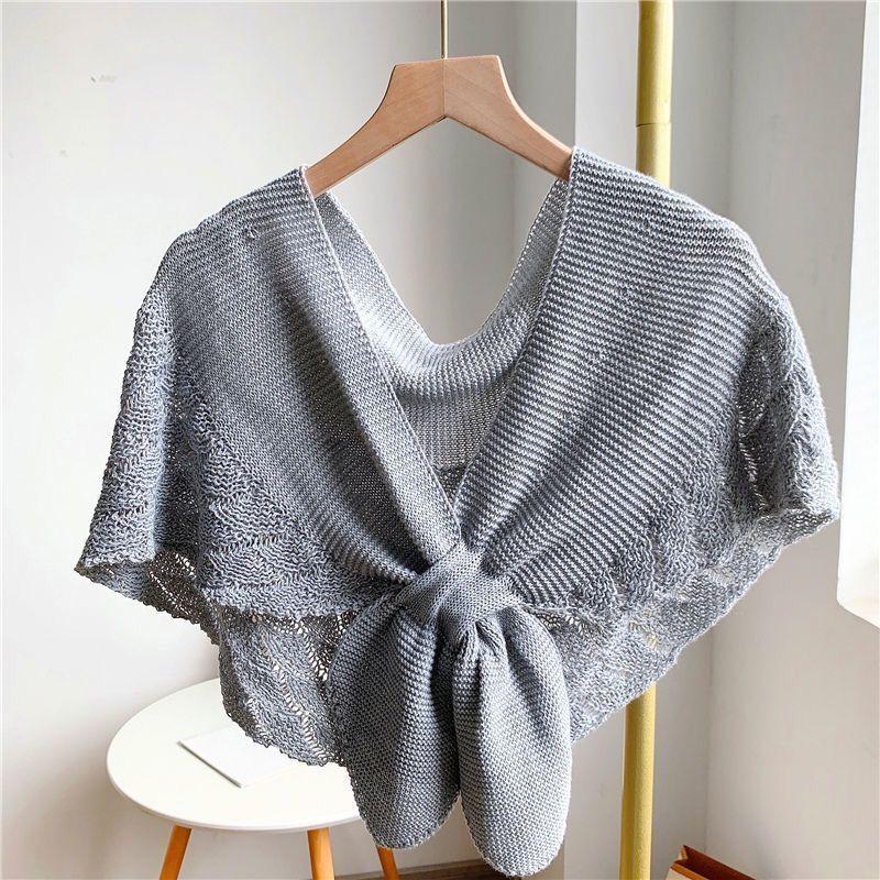 Women's Sweet Crochet Lace Tassels Knit Wide Collar Cape Shawl