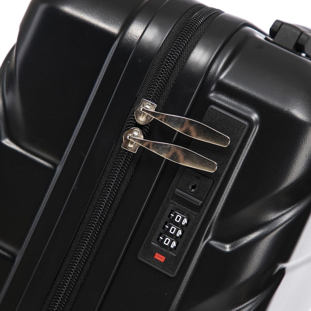 14"/19" 2-piece ABS spinner luggage set with combination lock & 14" cosmetic bag (black)