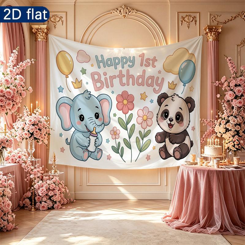 1st Birthday Birthday Backdrop - Room Wall Decor