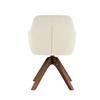 Set of 2 360° Swivel Dining Chairs, Cream Fabric, Walnut Wood Legs, Foam Seat, Ergonomic Backrest
