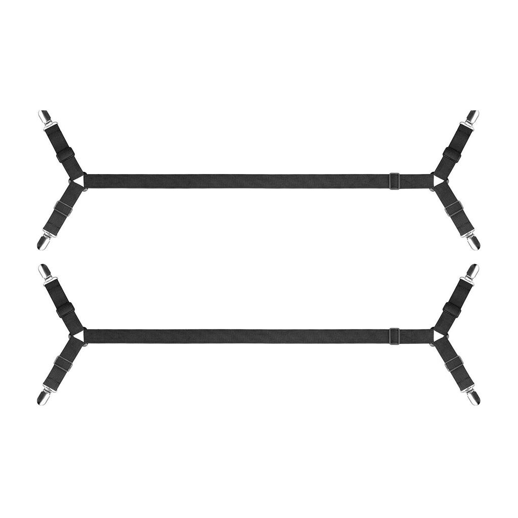 Набор из 2 прочных полиэстеровых натяжителей для простыней с металлическими зажимами, надежная фиксация простыней, нескользящая конструкция, ремень-держатель для простыней